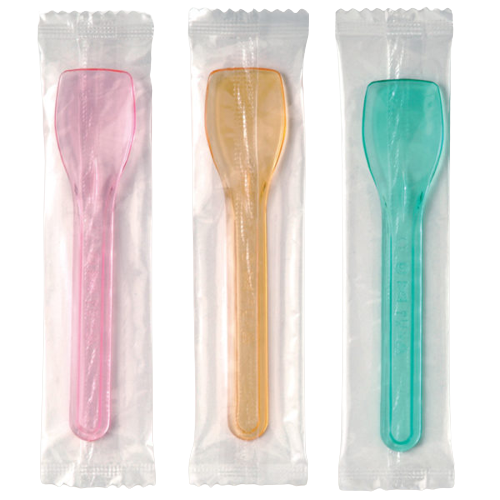 wrapped Plastic Gelato Spoons with Assorted Colors 